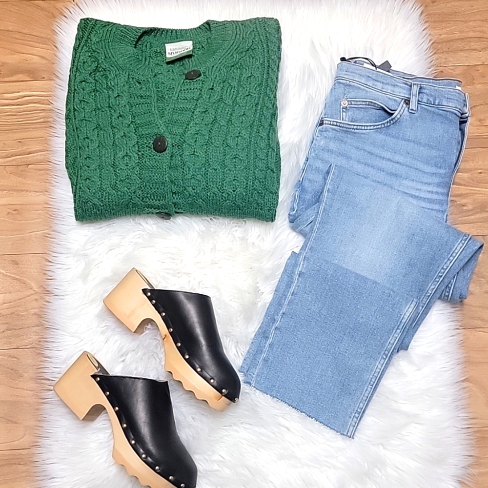 Shannon Woolen Mills | Cable Knit Fisherman 100% Merino Wool Sweater Cardigan - Picture 10 of 13